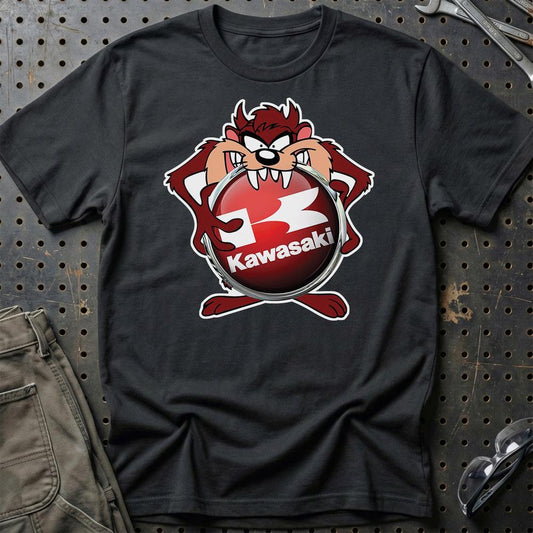 Kawasaki TAZ Unisex T-Shirt , Bomuld-Beklædning-Kawasaki-Sort-S-Garage Culture Shop- garage - man cave - merchandise