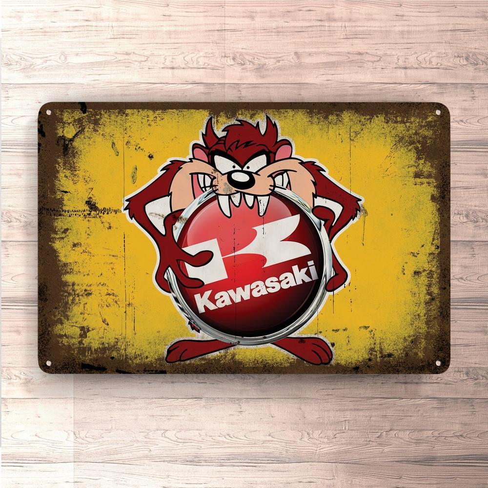 Kawasaki Taz Vintage Skilte, Musemåtte, Dørmåtte-Skilte-Kawasaki-Garage Culture Shop- garage - man cave - merchandise