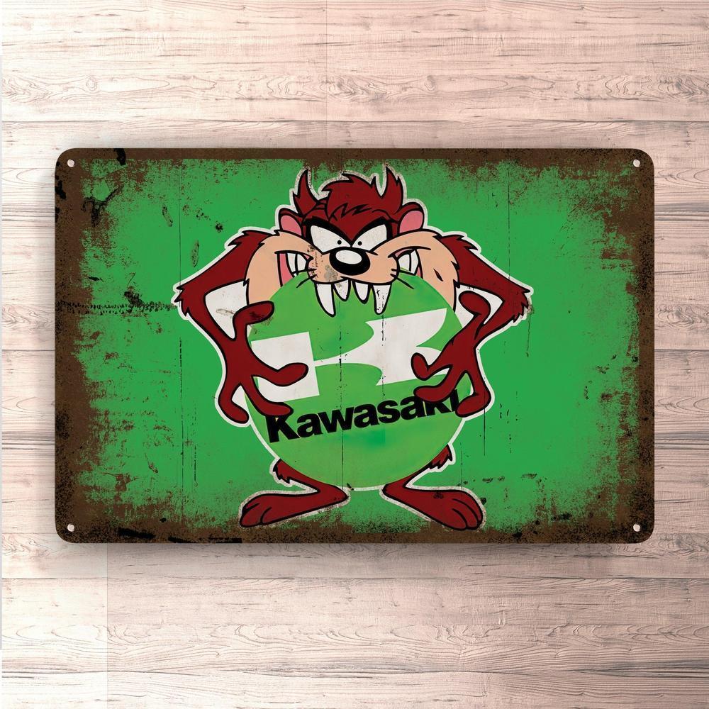 Kawasaki Taz Vintage Skilte, Musemåtte, Dørmåtte , Plakat-Skilte-Kawasaki-Garage Culture Shop- garage - man cave - merchandise