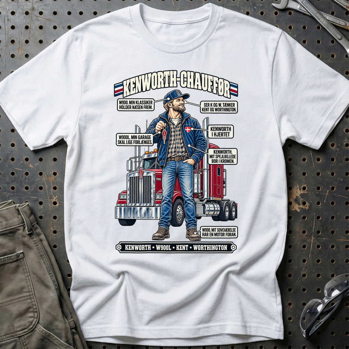 
Kenworth-Chauffør T-Shirt – Hvid