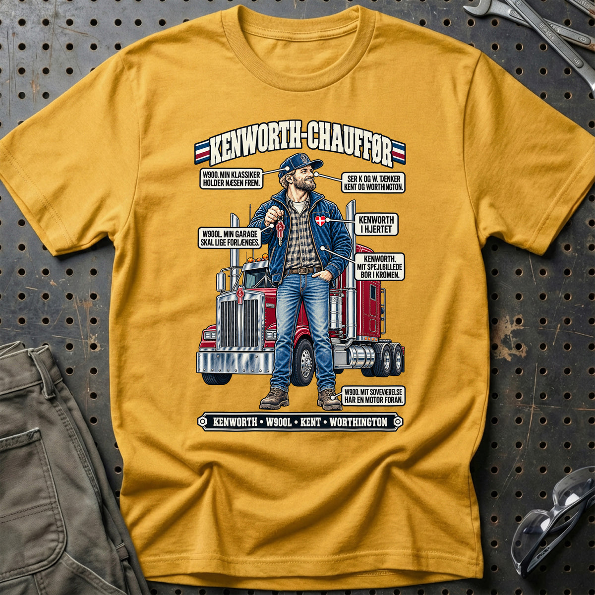 
Kenworth-Chauffør T-Shirt – Guld