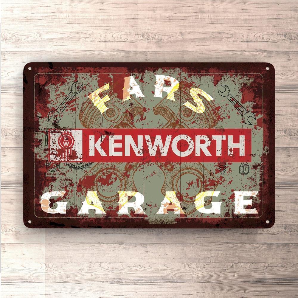 Kenworth Fars Garage Vintage Skilte, Musemåtte, Dørmåtte , Plakat-Skilte-Kenworth-Garage Culture Shop- garage - man cave - merchandise