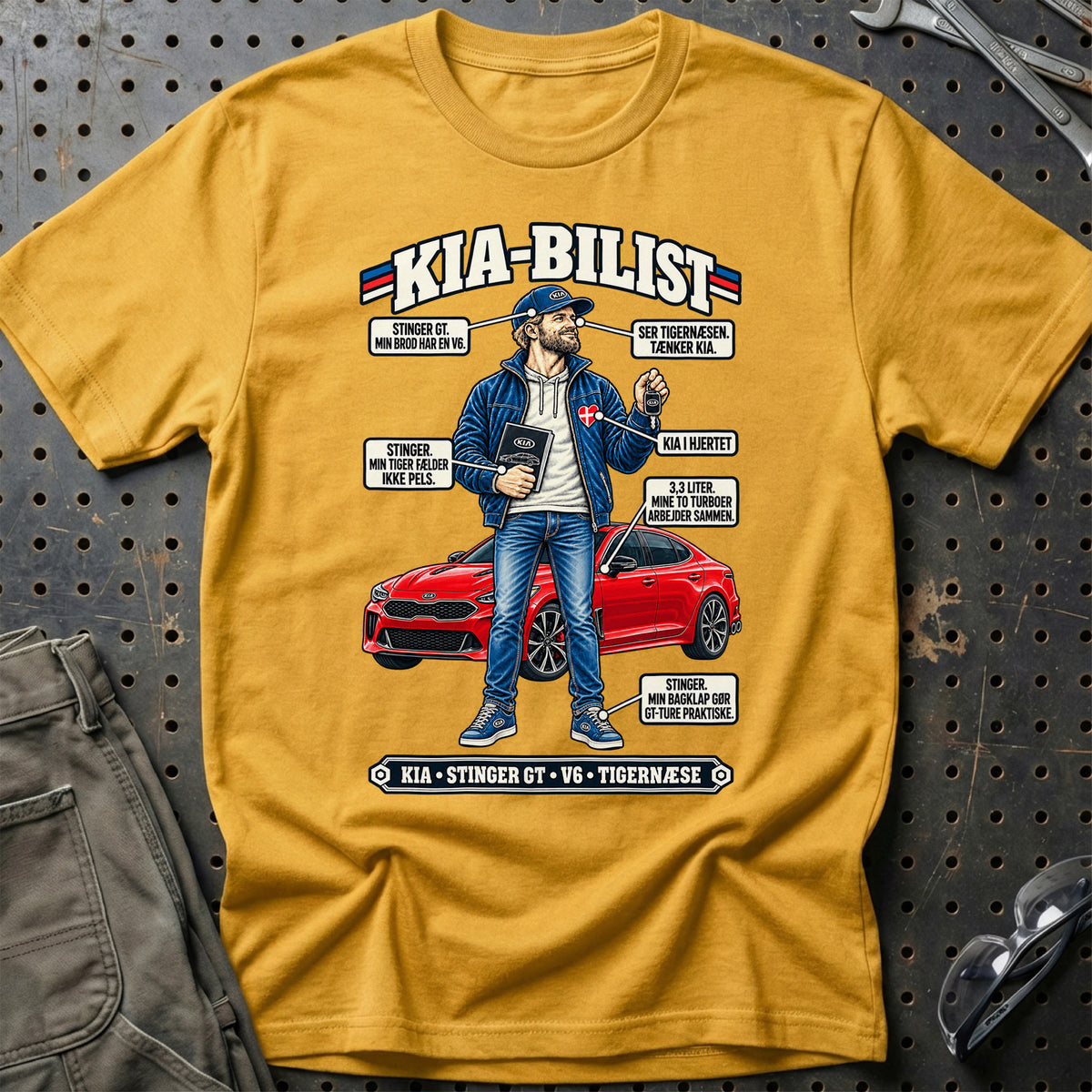 
Kia-Bilist T-Shirt – Guld