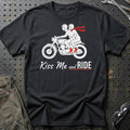 Kiss Me And Ride T-Shirt-Beklædning-Garage Culture-Sort-S-Garage Culture Shop- garage - man cave - merchandise