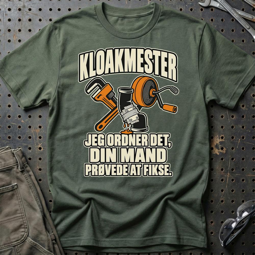 
Produktbillede af Kloakmester – Jeg Ordner Det, Din Mand Prøvede At Fikse T-Shirt