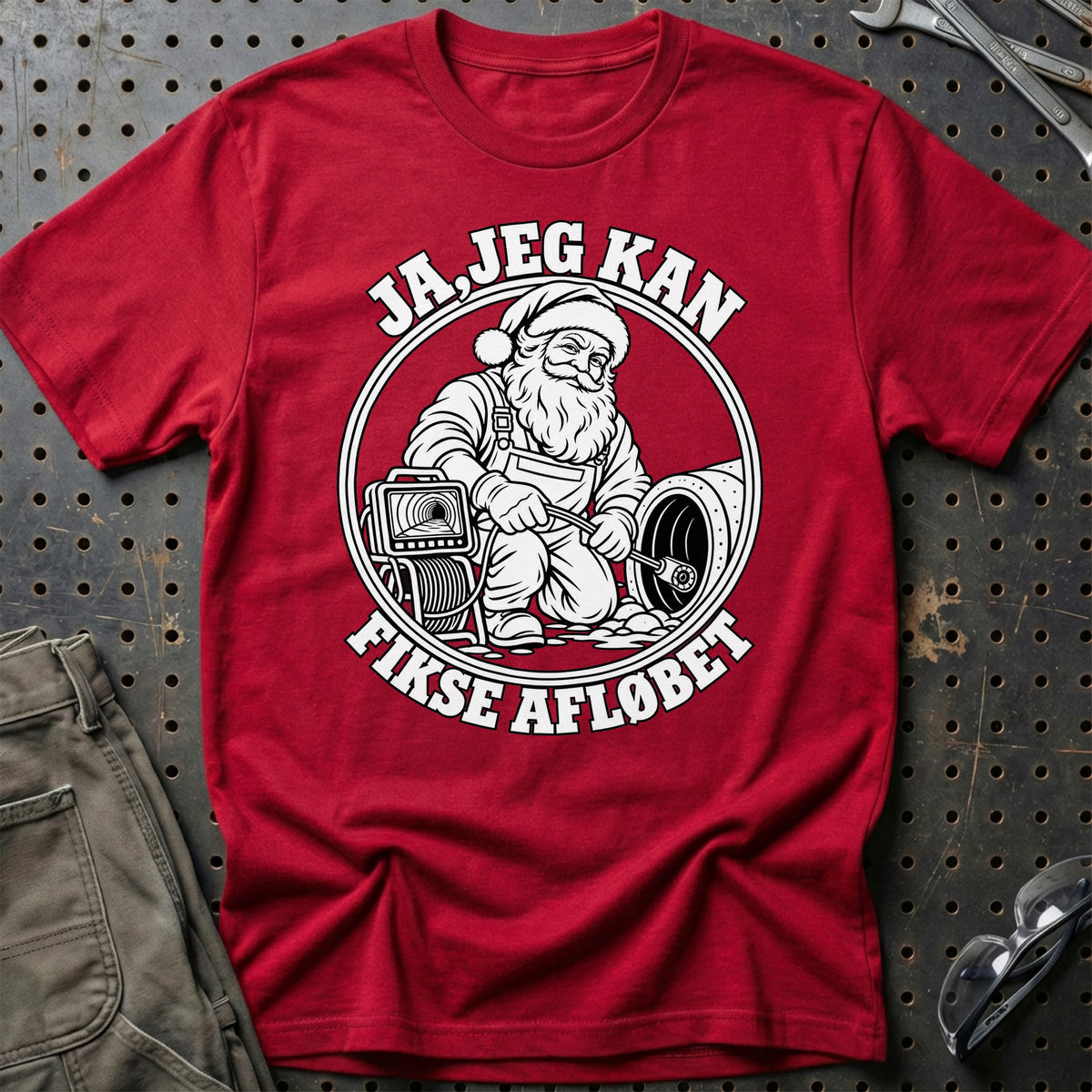 
Kloakmester – Santa Kan Det – Jul T-Shirt – Rød