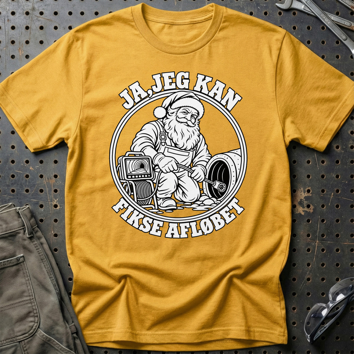 
Kloakmester – Santa Kan Det – Jul T-Shirt – Guld