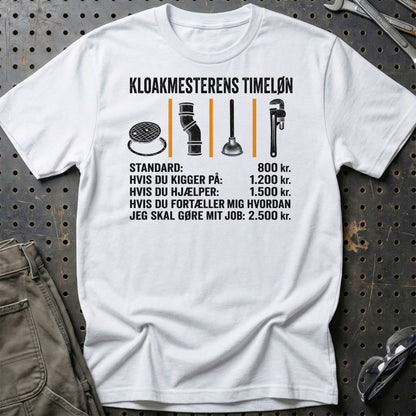 Kloakmesterens Timeløn - Unisex T-Shirt , Bomuld