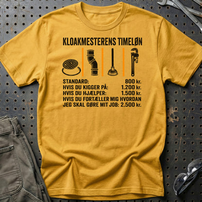 Kloakmesterens Timeløn - Unisex T-Shirt , Bomuld