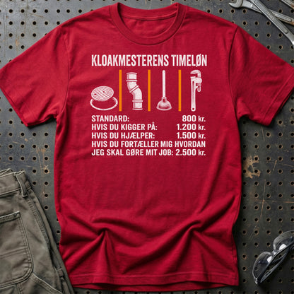 Kloakmesterens Timeløn - Unisex T-Shirt , Bomuld