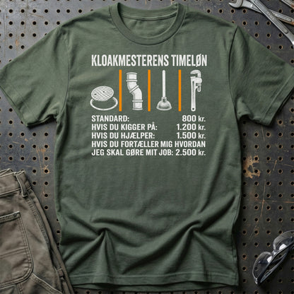 Kloakmesterens Timeløn - Unisex T-Shirt , Bomuld