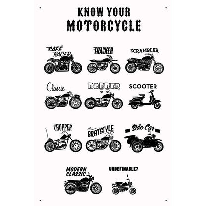 Know Your Motorcycle Skilte, Musemåtte, Dørmåtte-Skilte-Motorcyklist-Garage Culture Shop- garage - man cave - merchandise