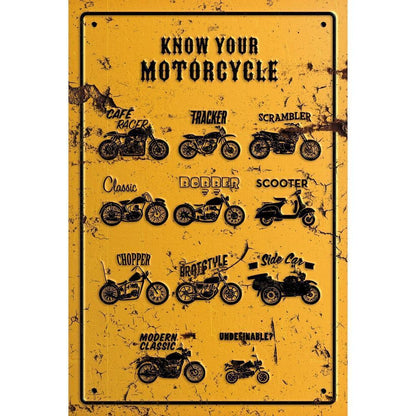 Know Your Motorcycle Skilte, Musemåtte, Dørmåtte , Plakat-Skilte-Motorcyklist-Garage Culture Shop- garage - man cave - merchandise