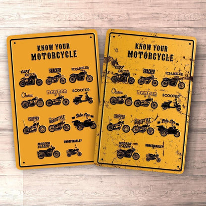 Know Your Motorcycle Skilte, Musemåtte, Dørmåtte , Plakat-Skilte-Motorcyklist-Garage Culture Shop- garage - man cave - merchandise