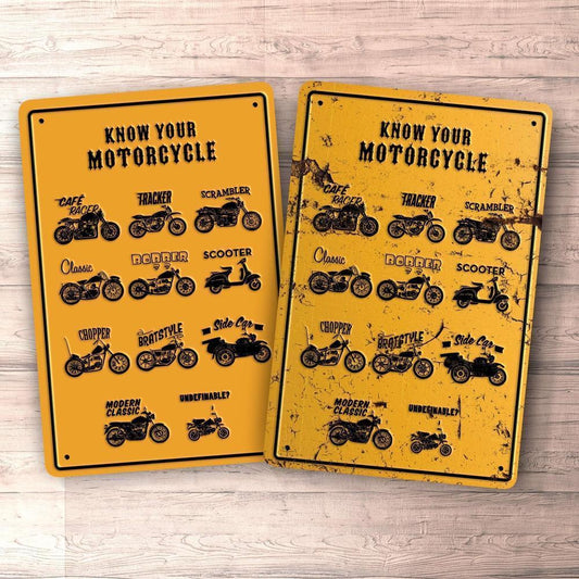 Know Your Motorcycle Skilte, Musemåtte, Dørmåtte , Plakat-Skilte-Motorcyklist-Garage Culture Shop- garage - man cave - merchandise