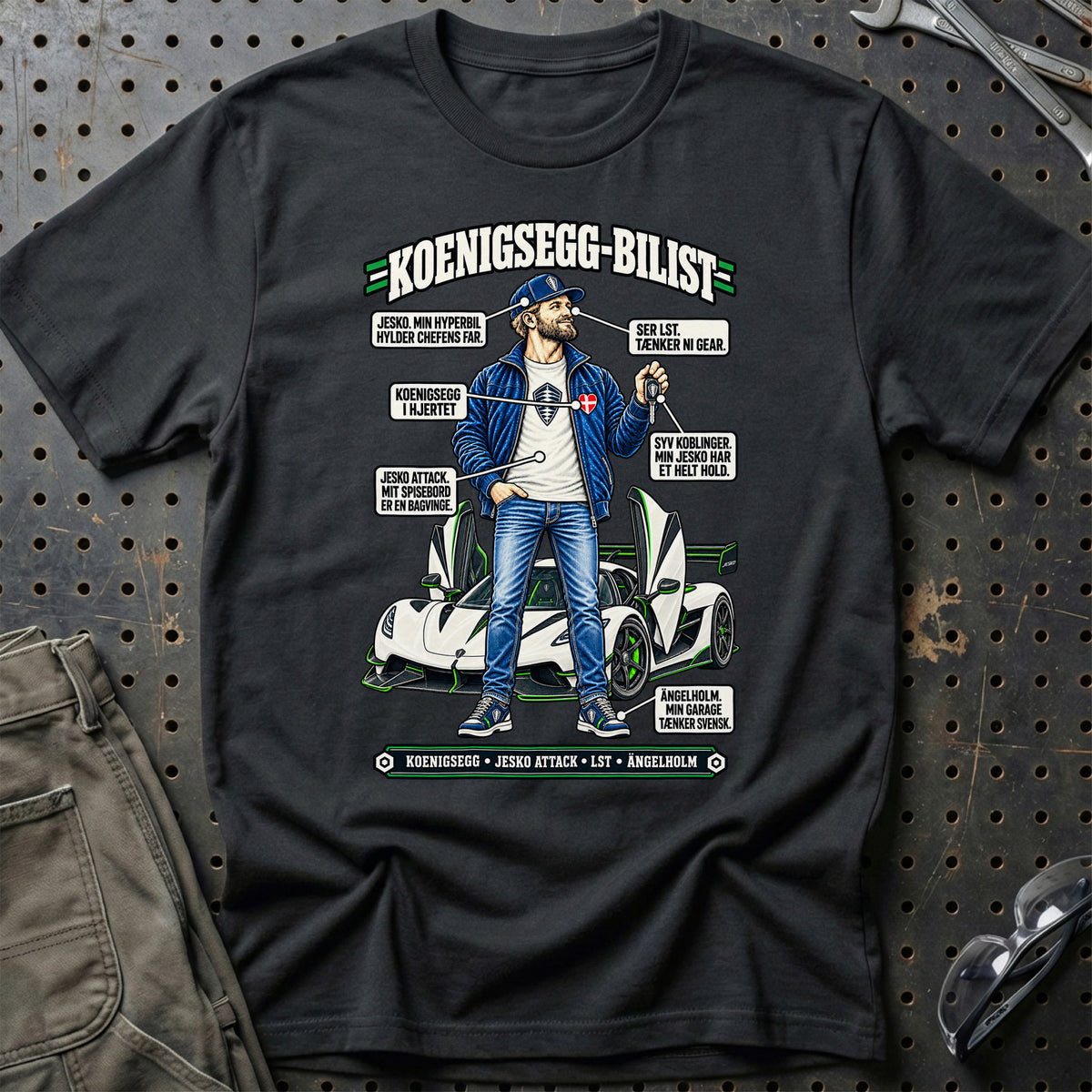 
Koenigsegg-Bilist T-Shirt – Sort