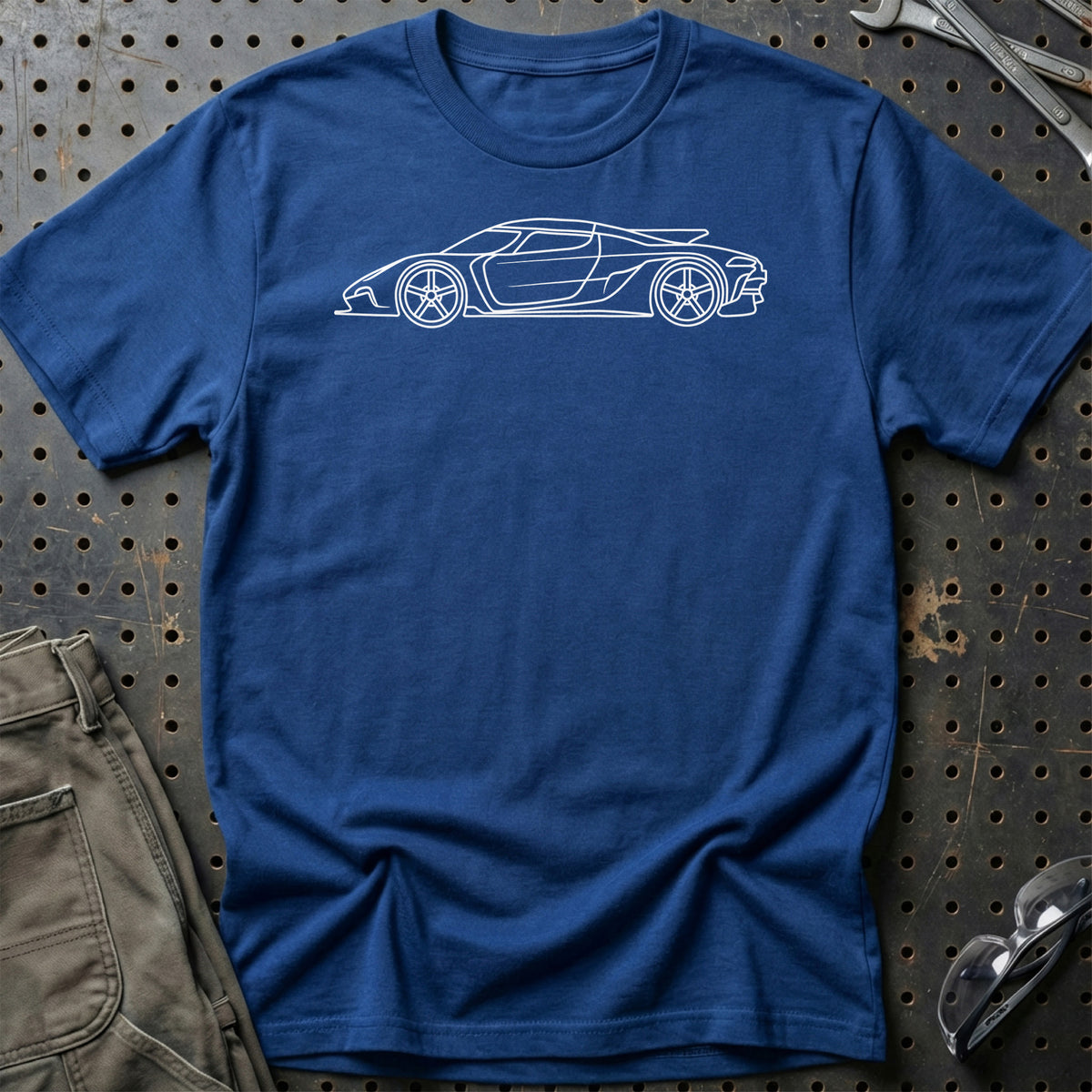 Koenigsegg Jesko Outline T-Shirt-Beklædning-Koenigsegg-Blå Royal-S-Garage Culture Shop- garage - man cave - merchandise