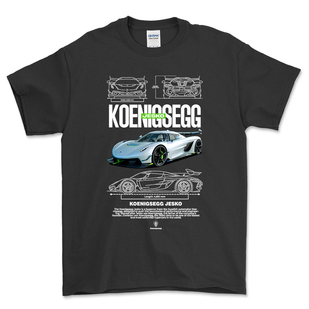 Koenigsegg Jesko - Unisex T-Shirt , Bomuld-Beklædning-Koenigsegg-Sort-S-Garage Culture Shop- garage - man cave - merchandise
