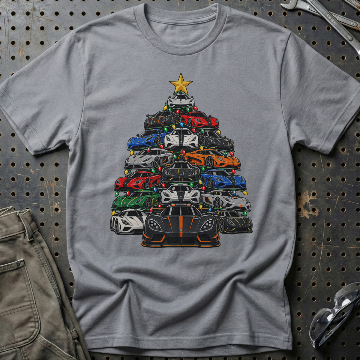 Koenigsegg Juletræ T-Shirt-Beklædning-Koenigsegg-Grå Sport-S-Garage Culture Shop- garage - man cave - merchandise