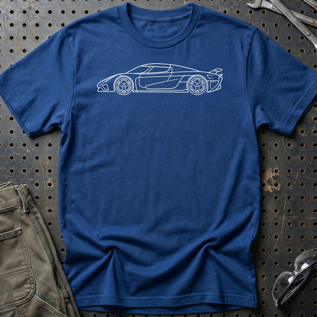 Koenigsegg Regera Ghost Outline T-Shirt-Beklædning-Koenigsegg-Blå Royal-S-Garage Culture Shop- garage - man cave - merchandise