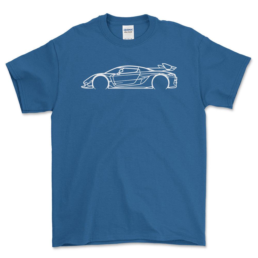 Koeningsegg Jesko Outline - Unisex T-Shirt , Bomuld-Beklædning-Koeningsegg-Blå Royal-S-Forside-Garage Culture Shop- garage - man cave - merchandise