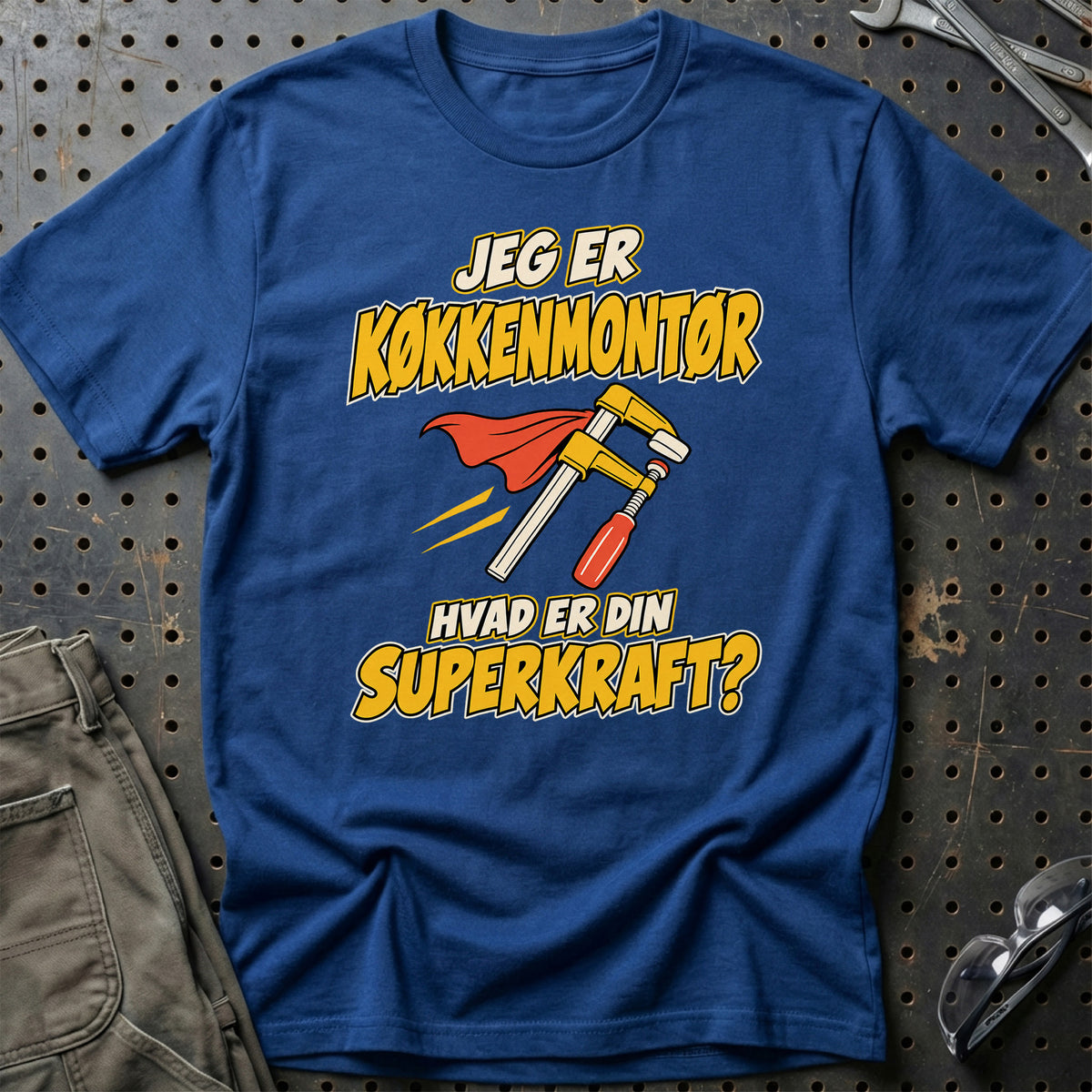 
Køkkenmontør – Hvad er din superkraft? – Unisex T-Shirt – Blå Royal