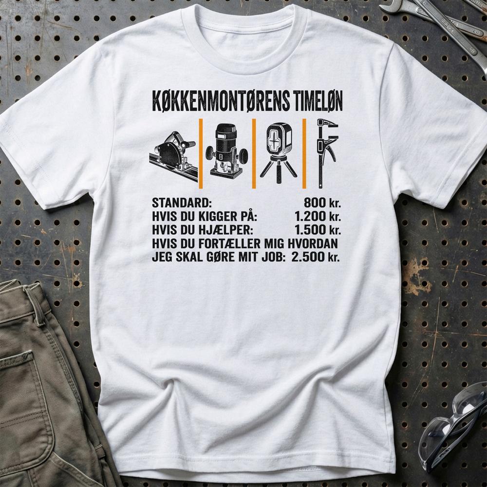 
Produktbillede af Køkkenmontørens Timeløn T-Shirt
