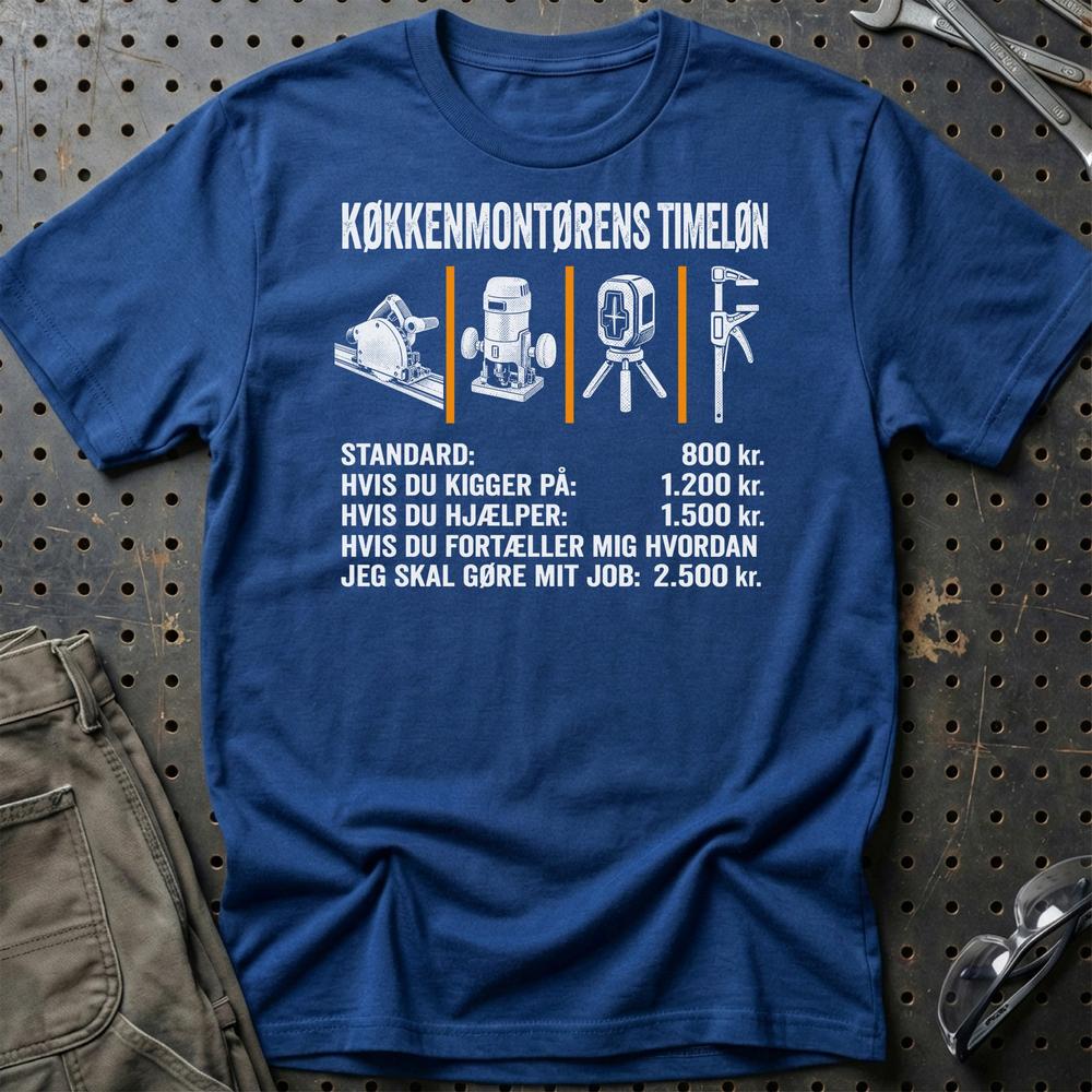
Produktbillede af Køkkenmontørens Timeløn T-Shirt