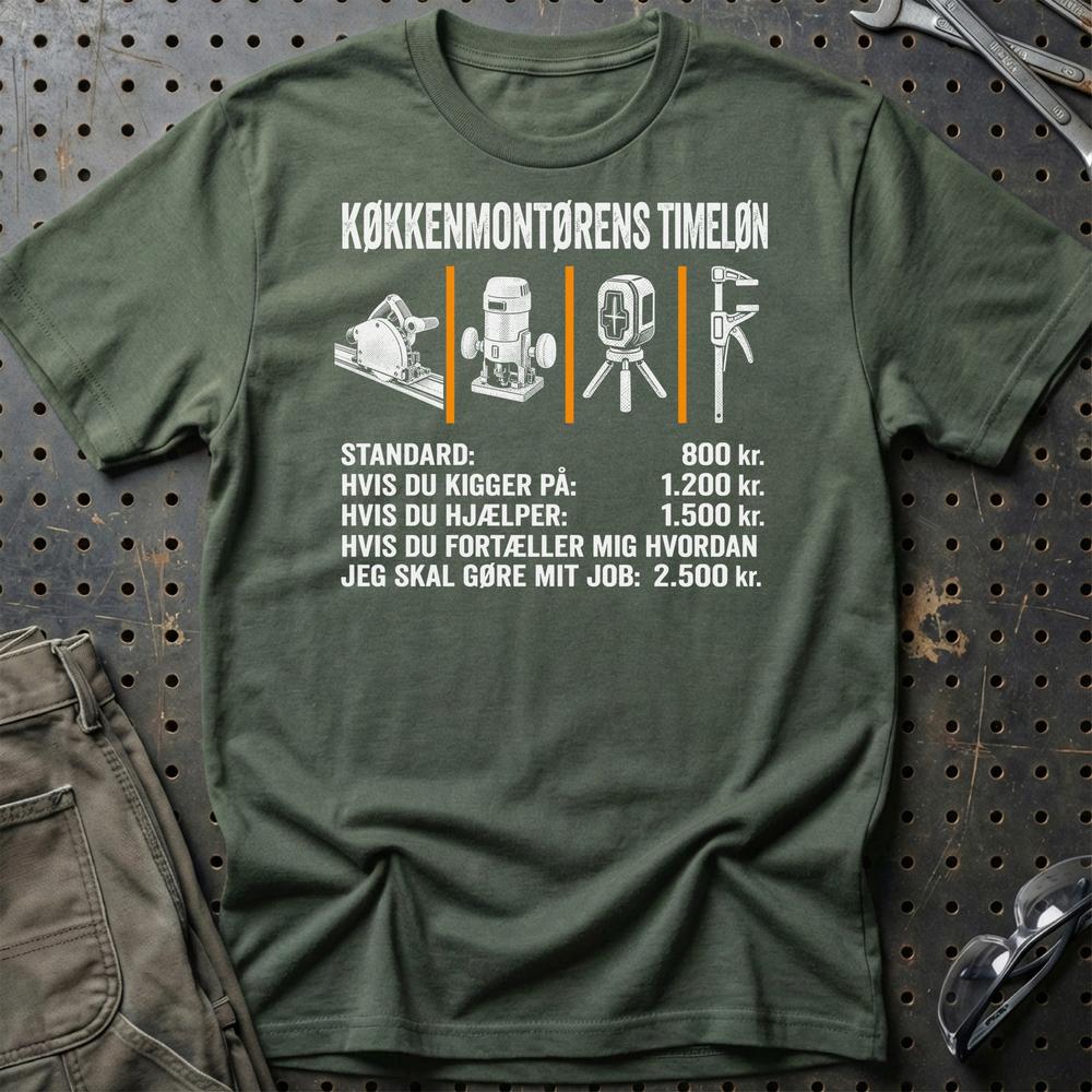 
Produktbillede af Køkkenmontørens Timeløn T-Shirt