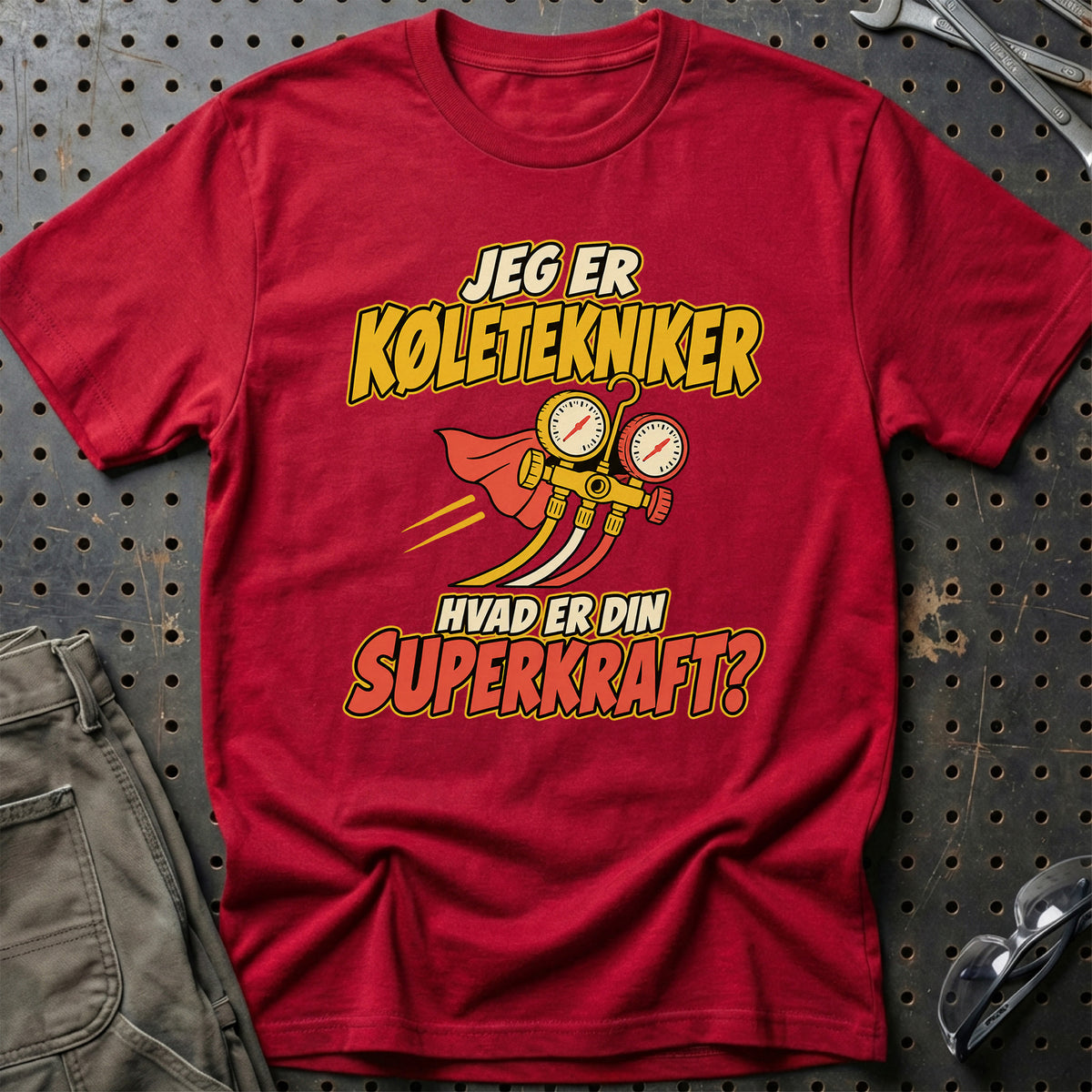 
Køletekniker – Hvad er din superkraft? – Unisex T-Shirt – Rød
