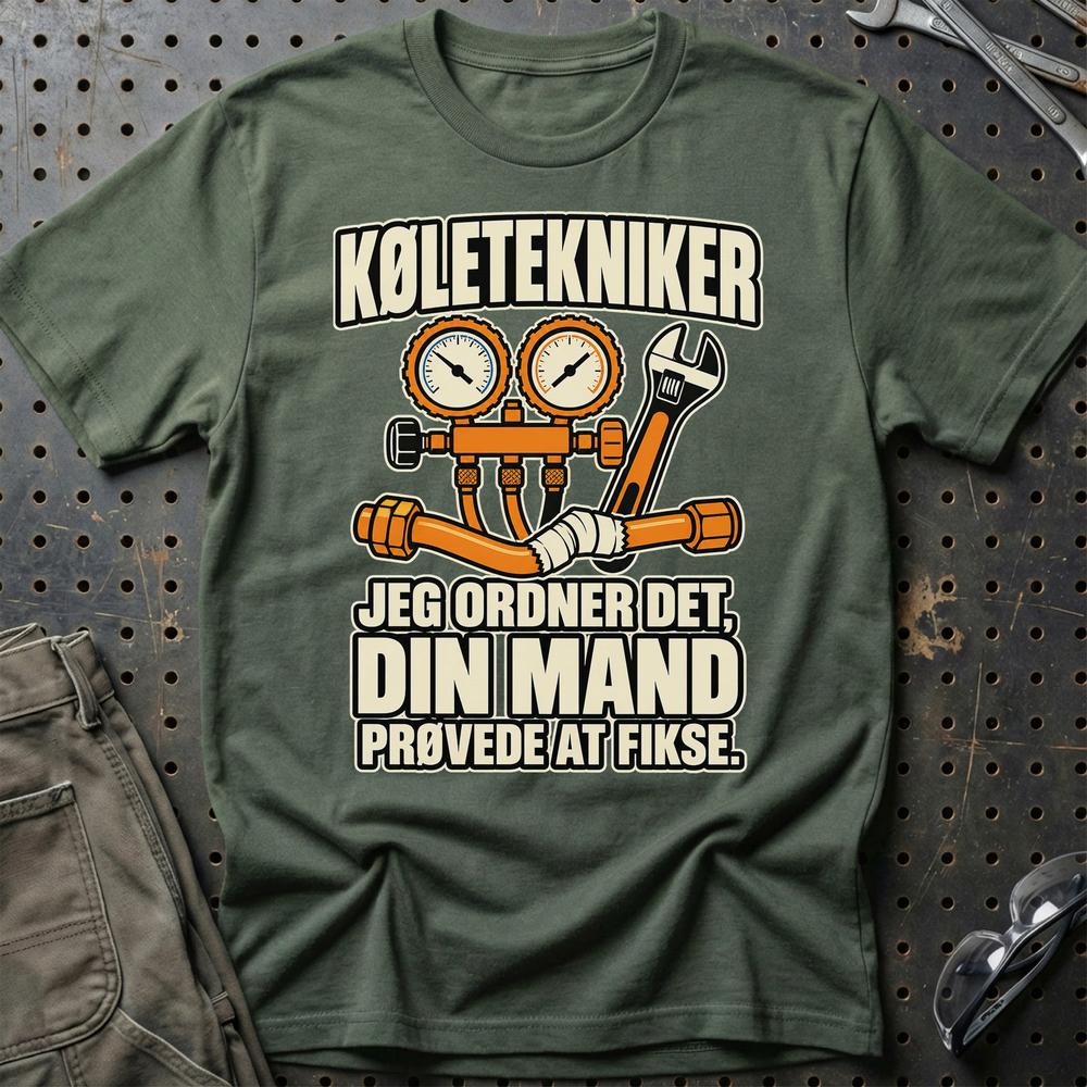 
Produktbillede af Køletekniker – Jeg Ordner Det, Din Mand Prøvede At Fikse T-Shirt