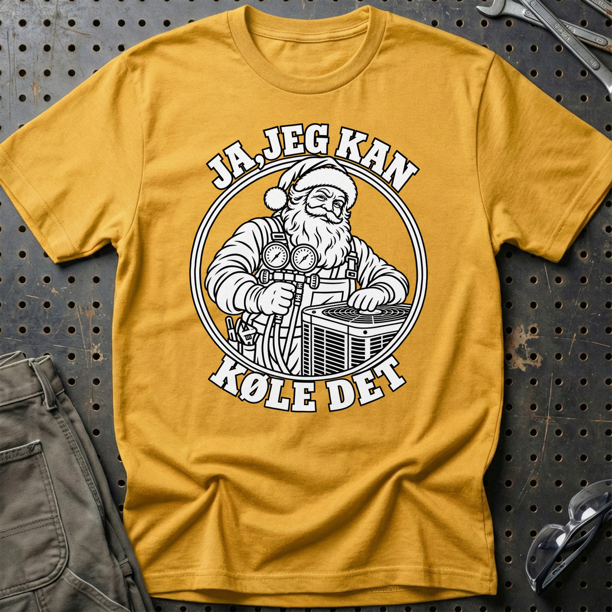 
Køletekniker – Santa Kan Det – Jul T-Shirt – Guld