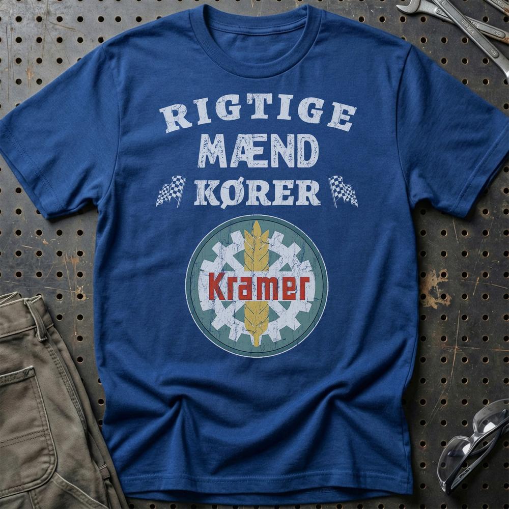 Kramer Rigtige Mænd Kører T-Shirt-Beklædning-Kramer-Blå Royal-S-Garage Culture Shop- garage - man cave - merchandise