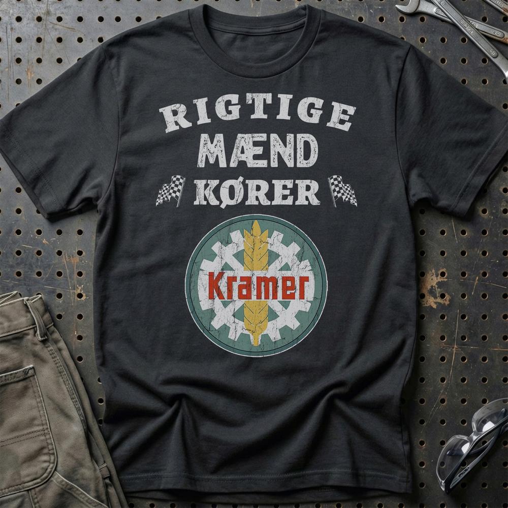 Kramer Rigtige Mænd Kører T-Shirt-Beklædning-Kramer-Sort-S-Garage Culture Shop- garage - man cave - merchandise