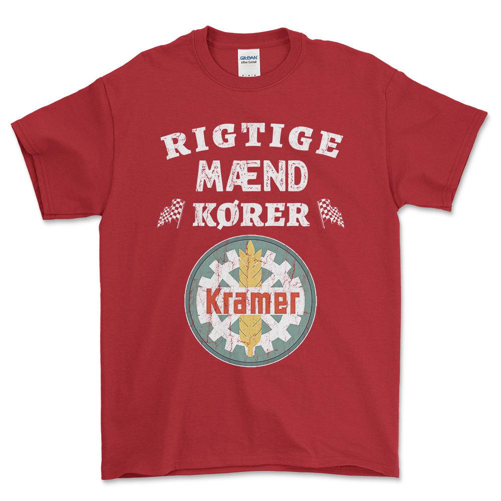 Kramer Rigtige Mænd Kører - Unisex T-Shirt , Bomuld-Beklædning-Kramer-Rød-S-Forside-Garage Culture Shop- garage - man cave - merchandise