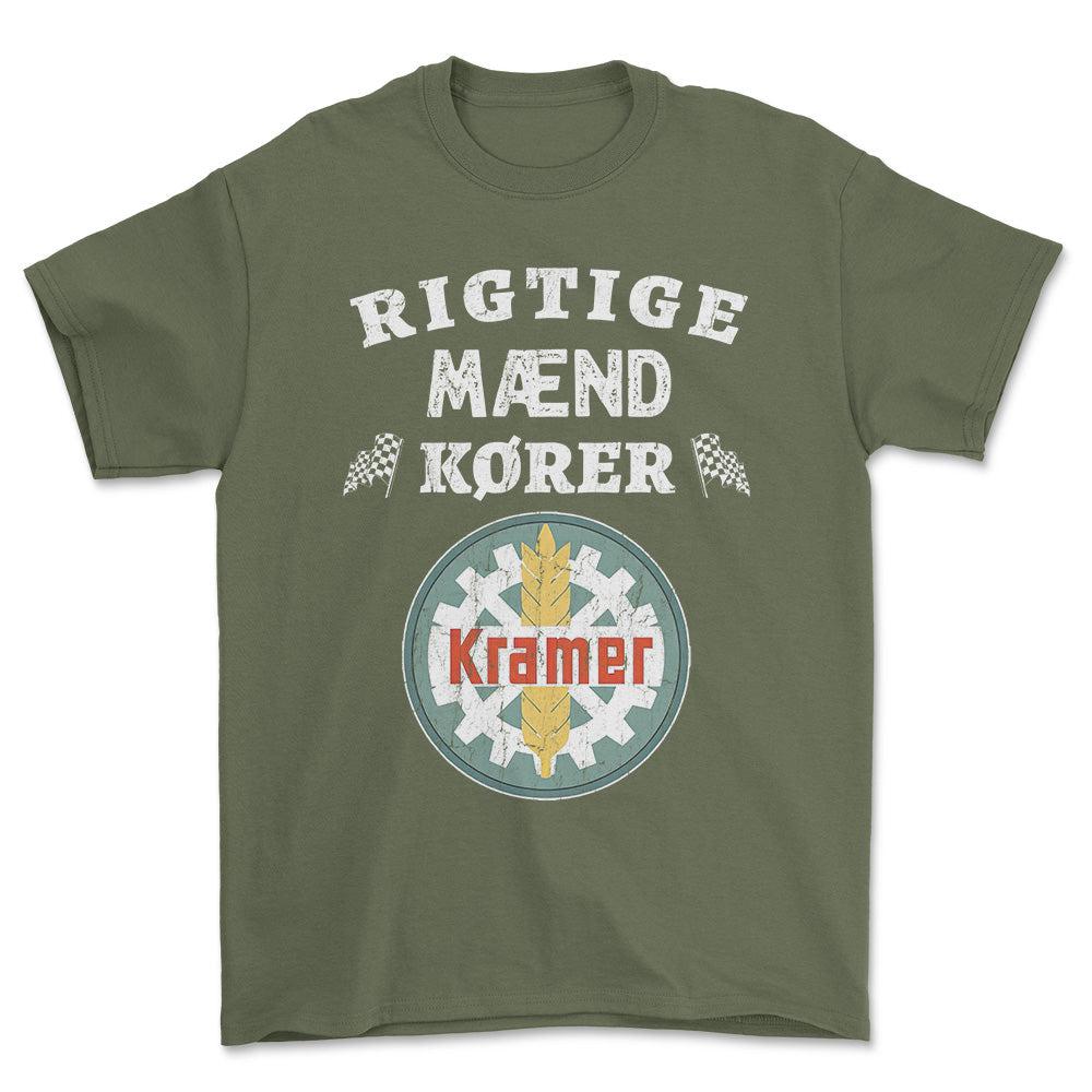 Kramer Rigtige Mænd Kører - Unisex T-Shirt , Bomuld-Beklædning-Kramer-Grøn Militær-S-Forside-Garage Culture Shop- garage - man cave - merchandise