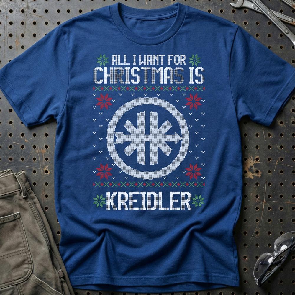 Kreidler - All I Want For Christmas T-Shirt-Beklædning-Kreidler-Blå Royal-S-Garage Culture Shop- garage - man cave - merchandise