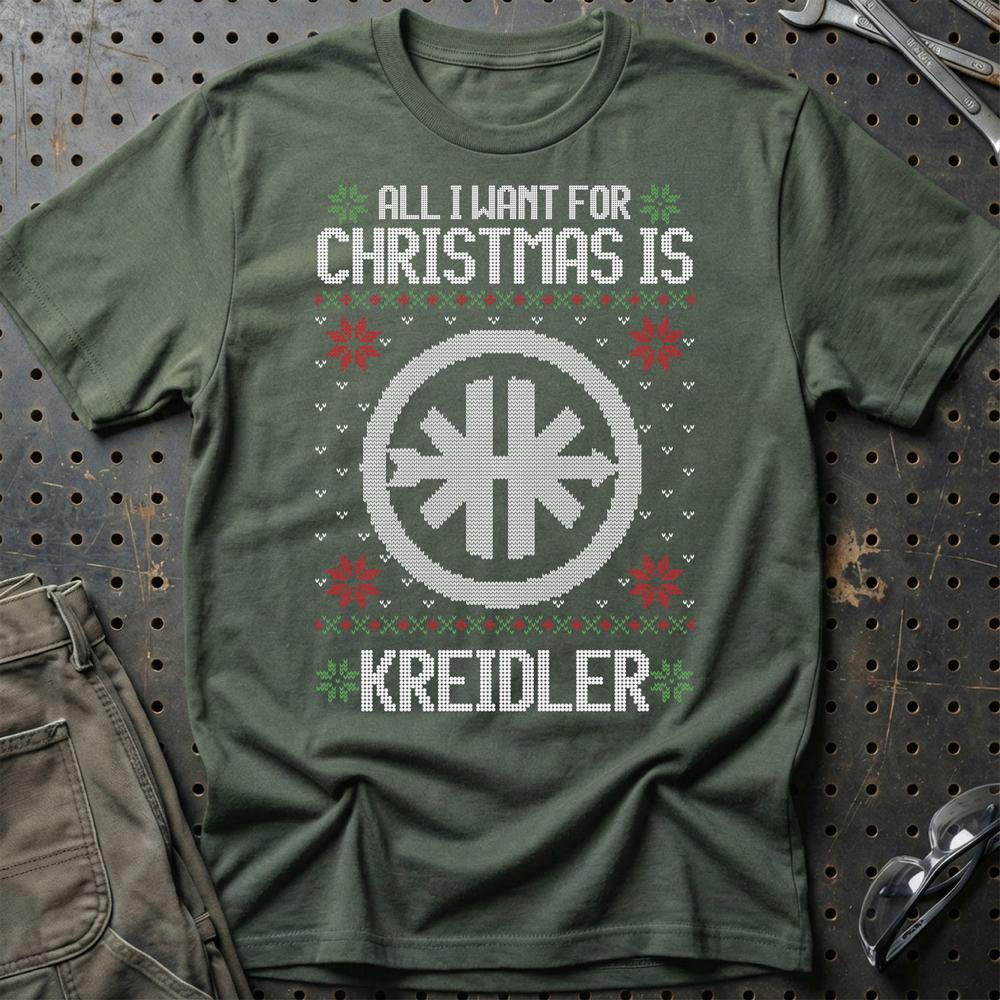 Kreidler - All I Want For Christmas T-Shirt-Beklædning-Kreidler-Grøn Militær-S-Garage Culture Shop- garage - man cave - merchandise
