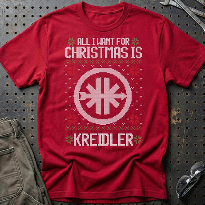 Kreidler - All I Want For Christmas - Unisex T-Shirt , Bomuld-Beklædning-Kreidler-Rød-S-Garage Culture Shop- garage - man cave - merchandise