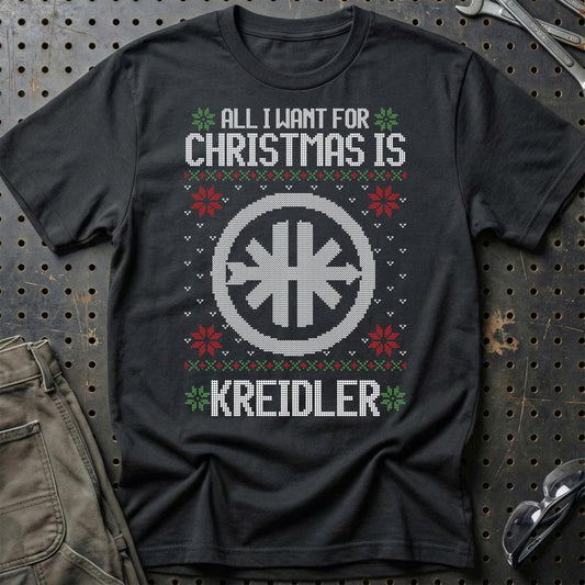 Kreidler - All I Want For Christmas - Unisex T-Shirt , Bomuld-Beklædning-Kreidler-Sort-S-Garage Culture Shop- garage - man cave - merchandise