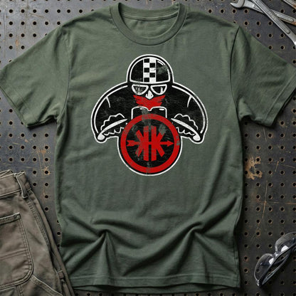 Kreidler Biker Vintage Style Unisex T-Shirt , Bomuld-Beklædning-Kreidler-Grøn Militær-S-Garage Culture Shop- garage - man cave - merchandise