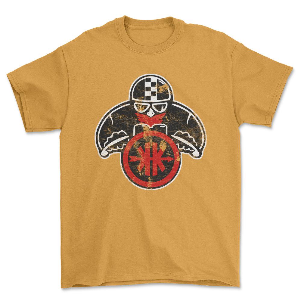 Kreidler Biker Vintage Style Unisex T-Shirt , Bomuld-Beklædning-Kreidler-Guld-S-Forside-Garage Culture Shop- garage - man cave - merchandise
