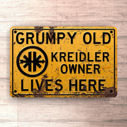 Kreidler Grumpy Old Kreidler Owner Lives Here Skilte, Musemåtte, Dørmåtte , Plakat-Skilte-Kreidler-Garage Culture Shop- garage - man cave - merchandise