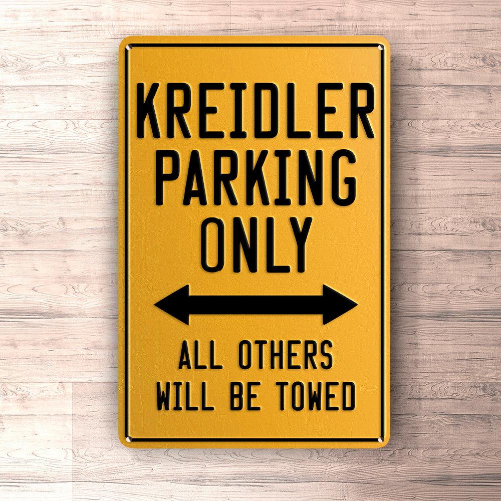 Kreidler Parking Only Skilte, Musemåtte, Dørmåtte-Parking skilte-Kreidler-Garage Culture Shop- garage - man cave - merchandise