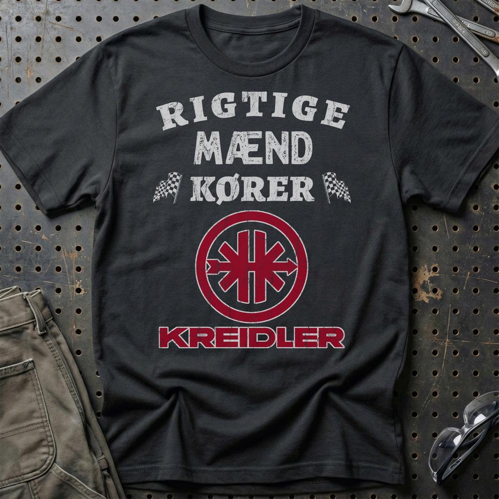 Kreidler Rigtige Mænd Kører T-Shirt-Beklædning-Kreidler-Sort-S-Garage Culture Shop- garage - man cave - merchandise
