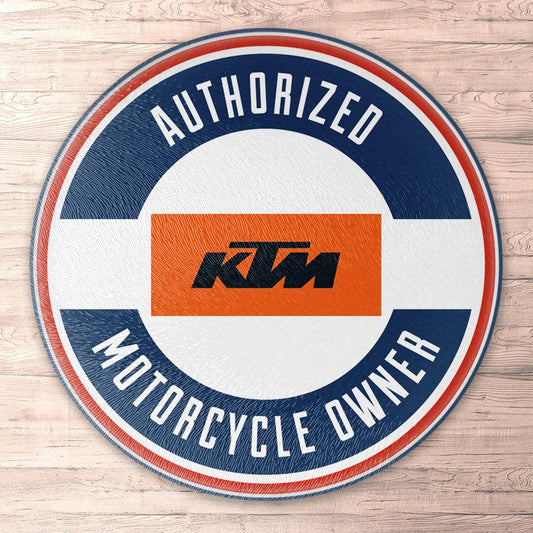 Ktm Authorized Motorcycle Owner, Runde Skilte , Musemåtte Rundt , Kop Underlag, Underlagssæt-Runde Skilte-KTM-Garage Culture Shop- garage - man cave - merchandise