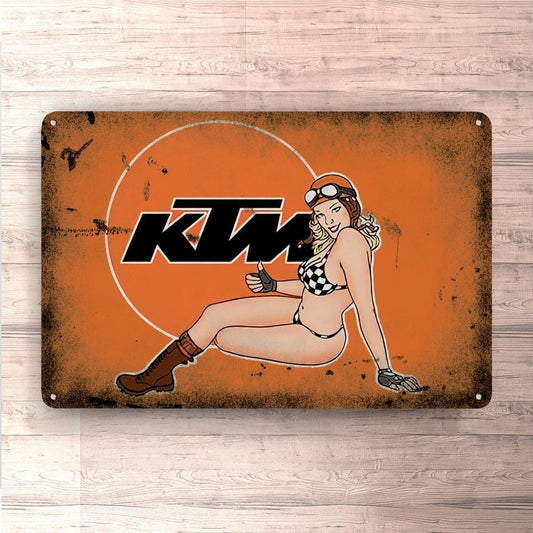 Ktm Pin-Up Vintage Skilte, Musemåtte, Dørmåtte , Plakat-Skilte-KTM-Garage Culture Shop- garage - man cave - merchandise