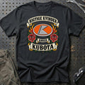 Kubota Rigtige Kvinder Kører – Roser og Flammer T-Shirt-Beklædning-Kubota-Sort-S-Garage Culture Shop- garage - man cave - merchandise