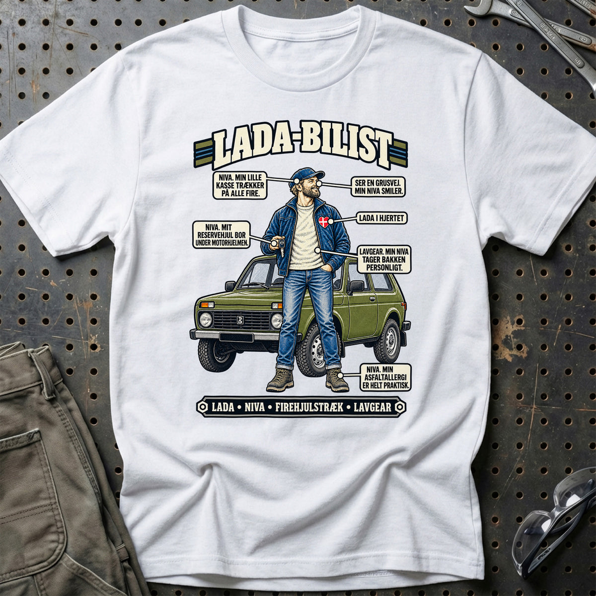 
Lada-Bilist T-Shirt – Hvid