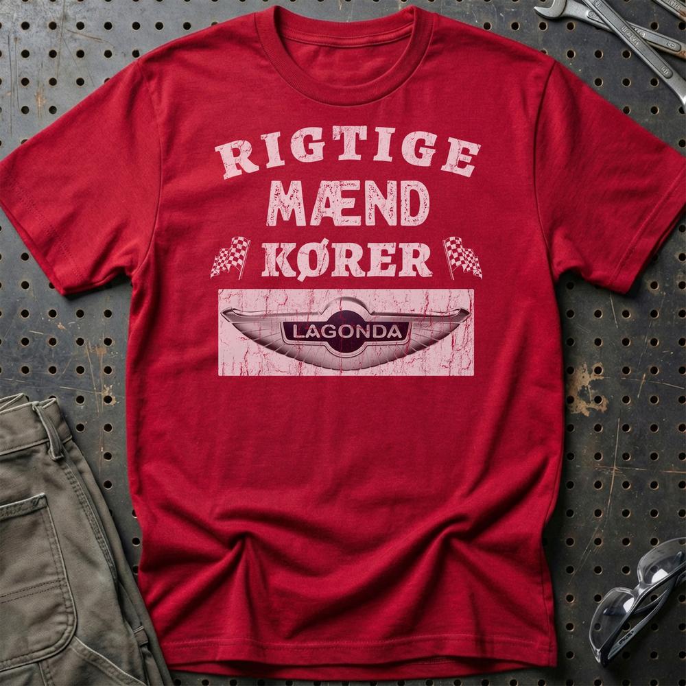 Lagonda Rigtige Mænd Kører T-Shirt-Beklædning-Lagonda-Rød-S-Garage Culture Shop- garage - man cave - merchandise